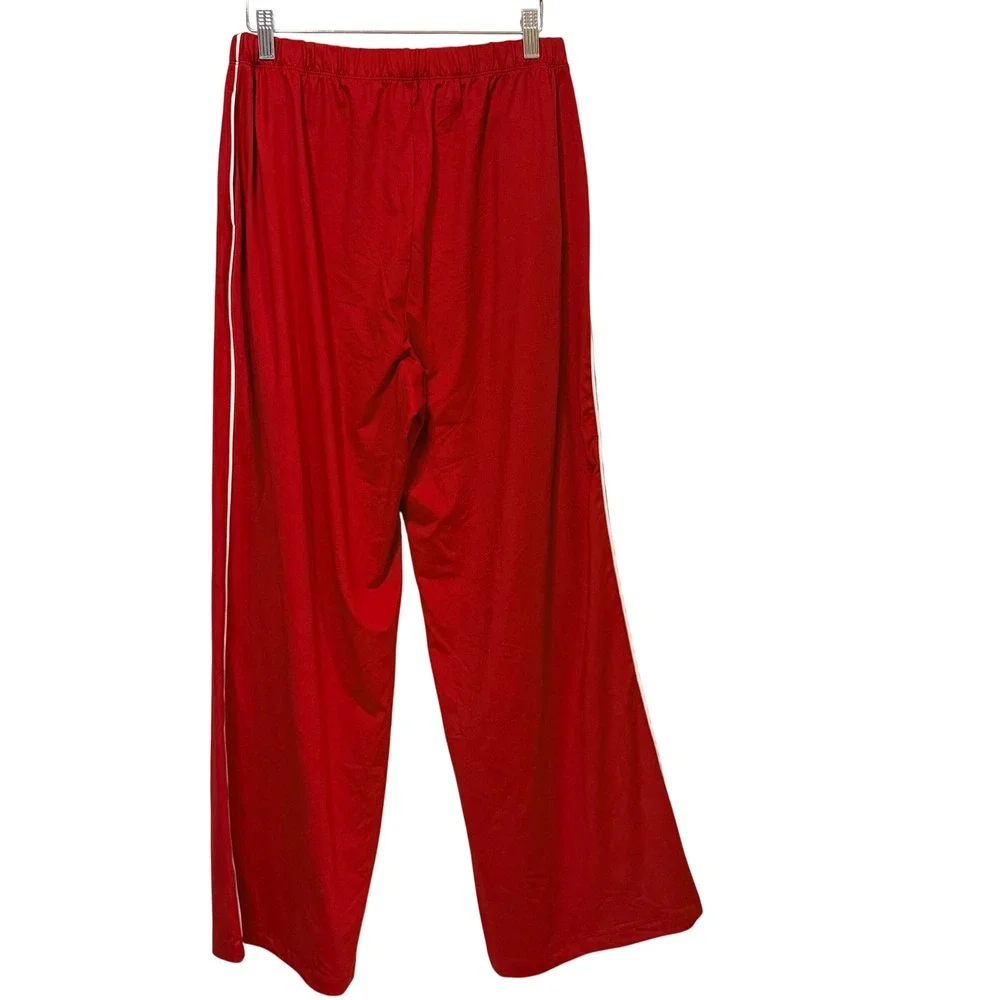 Yitty Cloud Jersey Sleep Set Holly Berry Red Long Sleeve Wide Leg Pajamas M NEW